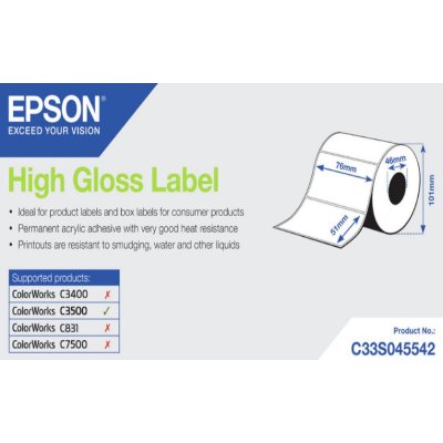 Epson C33S045542 High Gloss, pro ColorWorks, 76x51mm, 610ks, bílé samolepicí etikety – Zbozi.Blesk.cz