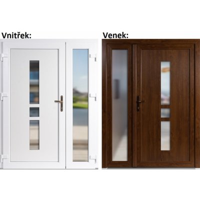 Soft Dvoukřídlé vchodové Megan+Sklo Nisip Zlatý dub/bílá levé 150 x 200 cm – Hledejceny.cz