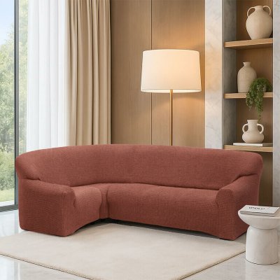 Nueva Textura strečový potah na rohovou sedací soupravu Rubinia cihlový 340 - 540 cm – Sleviste.cz
