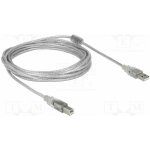 Delock 83896 USB 2.0 USB A vidlice USB B vidlice 5m průhledný – Zboží Živě