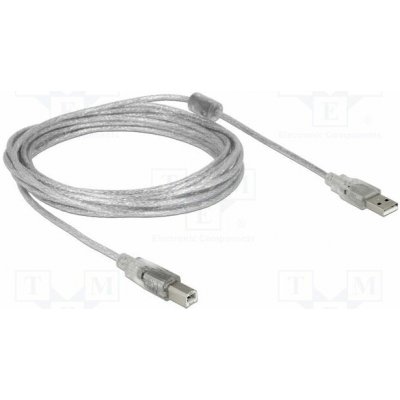 Delock 83896 USB 2.0 USB A vidlice USB B vidlice 5m průhledný – Zboží Živě