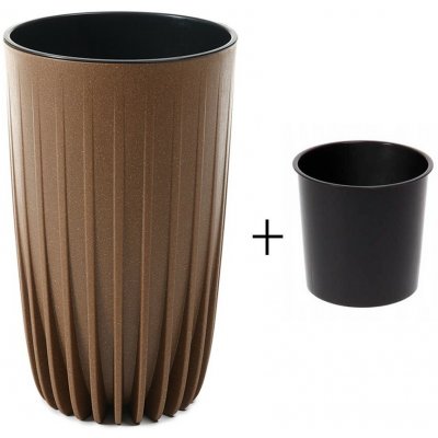 HowHomely plastový květináč STRIPPED ECO 42X25 CM HNĚDÁ – Zboží Mobilmania