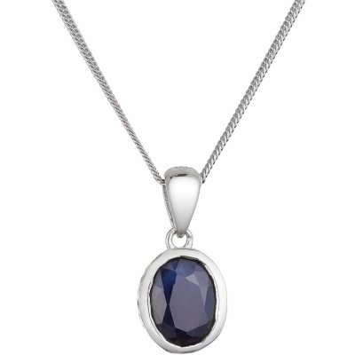 Evolution Group Stříbrný náhrdelník s pravým minerálním kamenem temně modrý 12087.3