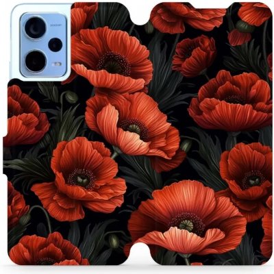 Mobiwear - Xiaomi Redmi Note 12 5G - VP45S Temné červené květy – Zboží Živě