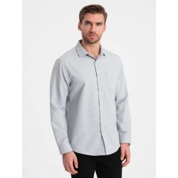 Ombre Clothing pánská košile s dlouhým rukávem Laeroth melanžová šedá