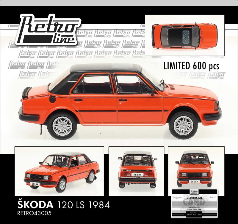 Škoda 120 LS 1984 exportní verze oranžová/černá 1:43