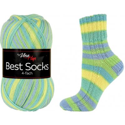 Vlna-Hep Best Socks 4-fach 7356 modrá-žlutá-zelená