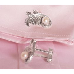 Klára Bílá Jewellery manžetové unisex knoflíčky Barok ze stříbra s perlou růžová