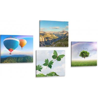 Set obrazů přelet balónem nad zemí - 4x 40x40 cm – Zboží Mobilmania