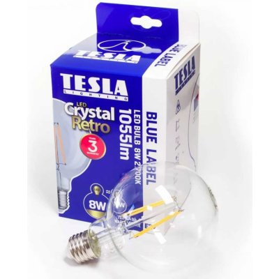 Tesla Lighting LED žárovka FILAMENT RETRO GLOBE, E27, 8W, 230V, 1055lm,15 000h, 2700K teplá bílá, 360st,čir – Zboží Mobilmania