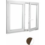 Aluplast plastové okno dvoukřídlé dekor/bílé, 130x110, Ořech/bílá, Pravé, Trojsklo – Sleviste.cz