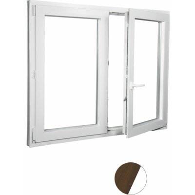 Aluplast plastové okno dvoukřídlé dekor/bílé, 130x110, Ořech/bílá, Pravé, Trojsklo – Sleviste.cz