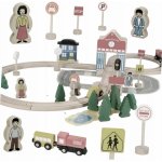 KIK Dřevěné vlakové město Lokomotiva 50 ks – Zboží Mobilmania