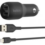 Belkin BOOST CHARGE™ 24W Duální USB-A nabíječka do auta + 1m lightning kabel, černá CCD001BT1MBK – Hledejceny.cz