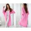 Dámský svetr a pulovr Fashionweek Dlouhý oversized vlněný cardigan pletený kabát LEA Růžovy
