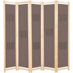 VidaXL Paraván 5-panelový 200 x 170 x 4 cm hnědý – Zboží Mobilmania