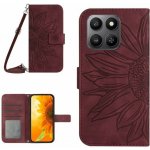 VSECHNONAMOBIL 121520 ART SUNFLOWER Peněženkový obal se šňůrkou pro Honor 400 Smart 5G / Honor X7d bordó – Zboží Živě