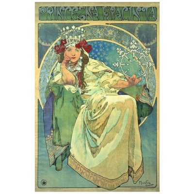 Fedkolor Alfons Mucha - Princess Hyazin obraz zelená