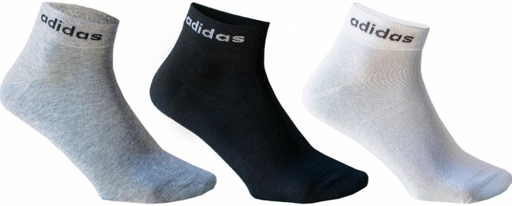 adidas Polovysoké tenisové ponožky černé bílé šedé 3 páry | Srovnanicen.cz