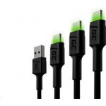 Green Cell KABGCSET01 GC Ray USB-C, LED podsvícení, rychlo nabíjení UC, QC 3.0, 30cm, 120cm, 200cm, zelený – Zbozi.Blesk.cz