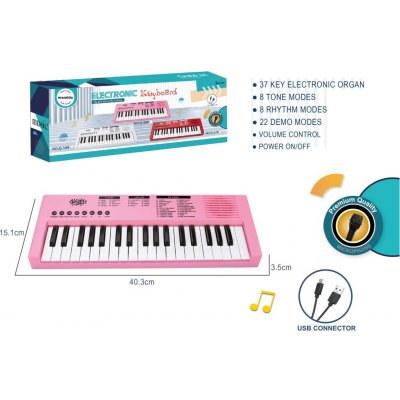 Mamido Dětský keyboard s mikrofonem 37 kláves růžový – Zbozi.Blesk.cz