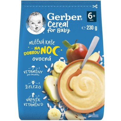 GERBER Cereal mléčná kaše banánová Dobrou noc 230 g – Zboží Mobilmania