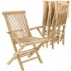 Zahradní židle a křeslo DIVERO 63471 sada 4 ks zahradní dřevěná skládací židle
