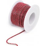 Štrasový prýmek / borta šíře 2,4 mm Varianta: 8 červená stříbrná, Balení: 1 m – Sleviste.cz