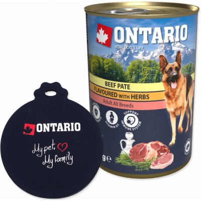 Ontario Dog Beef Pate Flavoured with Herbs 400 g – Zboží Mobilmania