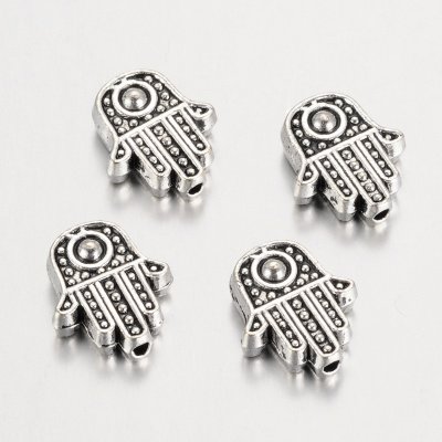 Kovový korálek - starostříbrný - hamsa - 12 x 10 x 4 mm - 1 ks – Hledejceny.cz