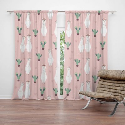 Sablio Závěs Lama a kaktusy: 2ks 140x250cm – Hledejceny.cz
