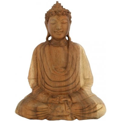 Soška Buddha dřevo 25 cm sv Dhyan – Zboží Mobilmania