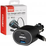 Rychlá autoadaptér s navíjecím kabelem 50W PD30W PD20W + QC3.0 USB-A USB-C AMIO-04176