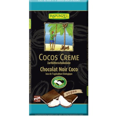 Rapunzel Čokoláda hořká plněná kokosovým krémem BIO VEGAN 55% 100 g – Zboží Mobilmania