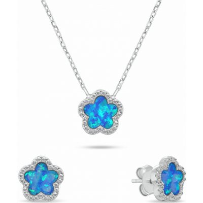 Brilio Silver Krásný set šperků s opály a zirkony Květiny SET289WB – Hledejceny.cz