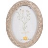 Klasický fotorámeček Béžový oválný fotorámeček Corine s květinovým dekorem – 10x15 cm