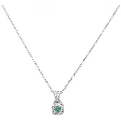 Beny Jewellery Smaragdový přívěsek s diamanty z bíléhp zlata 2050414 – Zboží Mobilmania