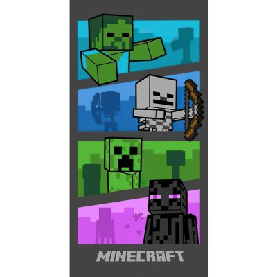 Carbotex Dětská plážová osuška MINECRAFT ENDERMAN MONSTER zeleno modro fialová 70 x 140 cm – Sleviste.cz