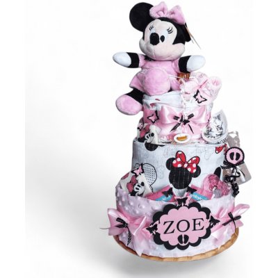 BabyDort třípatrový plenkový dort pro miminko MINNIE MOUSE – Zboží Dáma