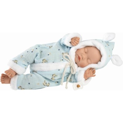 Llorens 63301 LITTLE BABY spící realistická miminko s měkkým látkovým tělem 32