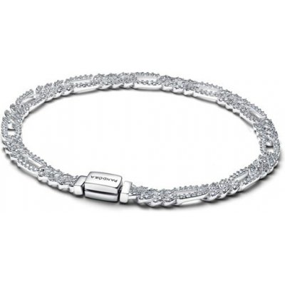 PANDORA Náramek Oválný kubánský řetízek s čirými zirkony 18 cm 594227C01-18 – Zboží Dáma