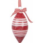 Clayre & Eef Červenobílá pruhovaná skleněná ozdoba špičatá baňka Ø 6*12 cm – Hledejceny.cz