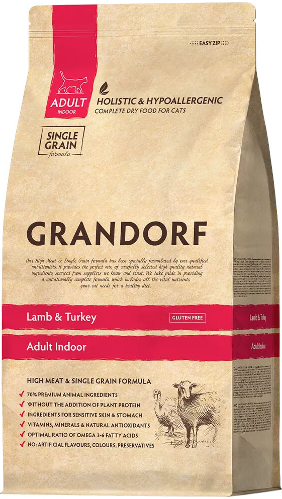 Grandorf granule pro kočky Adult Indoor Jehně a krocan 2 kg
