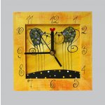 Hodiny malé - žluté - zamilované kočky – Zboží Dáma