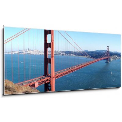 Skleněný obraz 1D panorama - 120 x 50 cm - San Francisco - Golden Gate Bridge san francisco golden gate bridge karetní hra bridge karetní hra