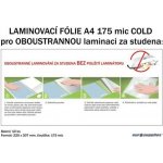 Laminovací fólie A4 175 mic COLD pro OBOUSTRANNOU laminaci za studena – Zboží Živě
