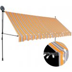 Greatstore Ručně zatahovací markýza s LED světlem 400 cm žlutomodrá – HobbyKompas.cz