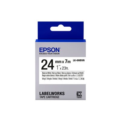 EPSON POKLADNÍ SYSTÉMY Epson Tape Cartridge LK-6WBVN Vinyl, Black/White 24 mm / 7m C53S656020 – Sleviste.cz