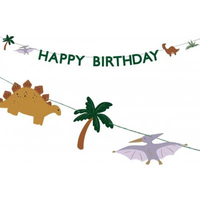 PartyDeco Banner Happy Birthday Dino 3 m – Zboží Mobilmania