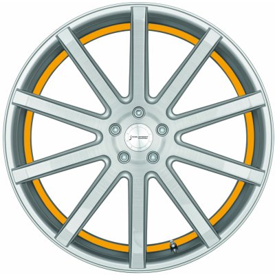 Corspeed Deville 10,5x20 5x114,3 ET40 silver brushed surface trim yellow – Zboží Mobilmania